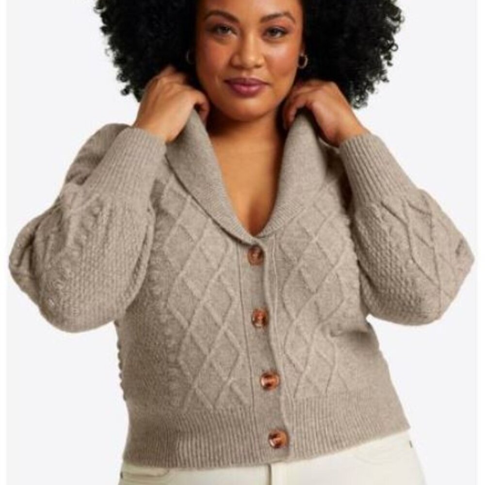 Draper James Beige Eyelet Cardigan